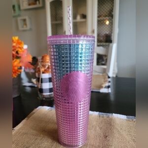 Starbucks Pink/blue grid Tumbler
